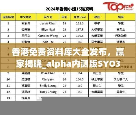 香港免费资料库大全发布,赢家揭晓_alpha内测版SYO361.86