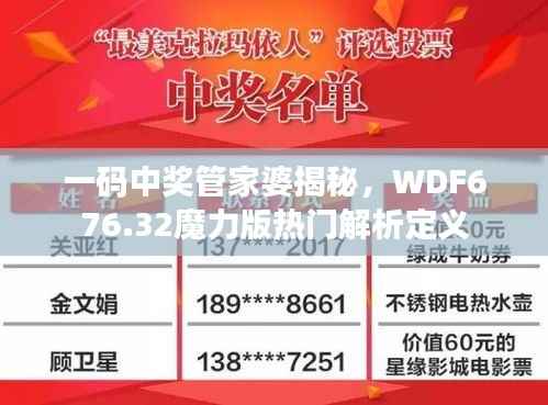 一码中奖管家婆揭秘,WDF676.32魔力版热门解析定义